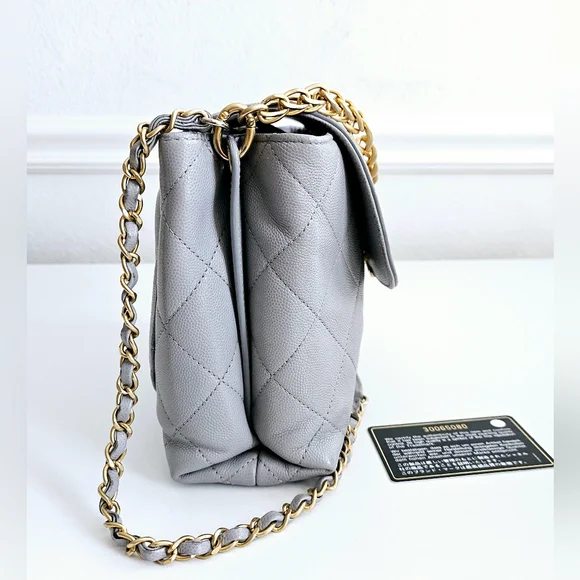 Chanel Gray Caviar Leather Top Handle Two-way Flap Bag - Picture 4 of 16